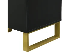 Sapateira com 3 portas, 1 gaveta e almofada - Preto e dourado