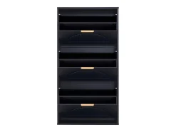 Sapateira com 3 portas - Preta 60 x 24 x 114 cm
