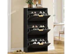 Sapateira com 3 portas - Preta 60 x 24 x 114 cm