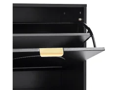 Sapateira com 3 portas - Preta 60 x 24 x 114 cm