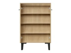 Sapateira com 2 portas - prateleiras ajustáveis - Cor: madeira e preto