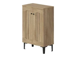 Sapateira com 2 portas - prateleiras ajustáveis - Cor: madeira e preto