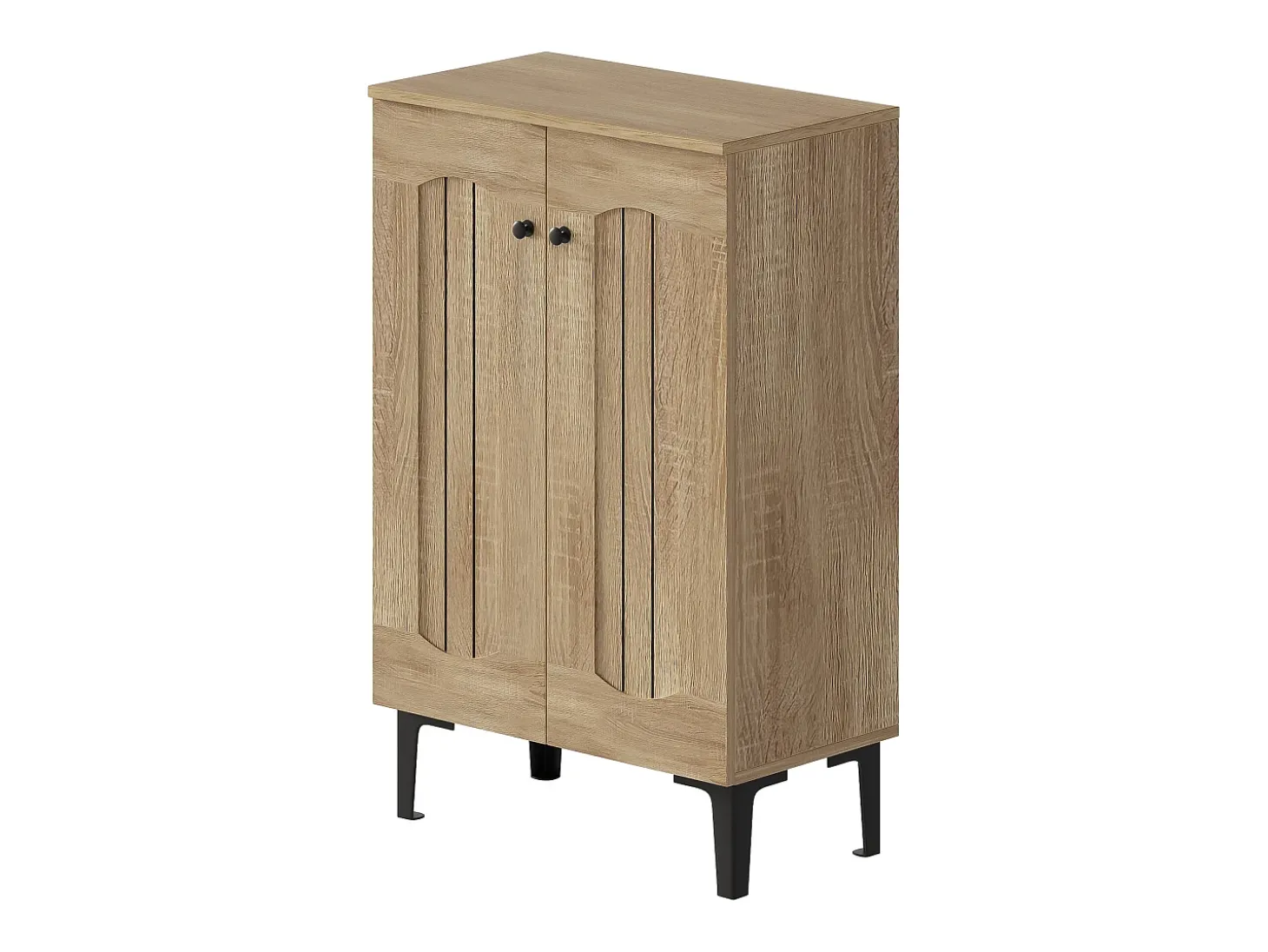Sapateira com 2 portas - prateleiras ajustáveis - Cor: madeira e preto