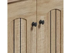 Sapateira com 2 portas - prateleiras ajustáveis - Cor: madeira e preto