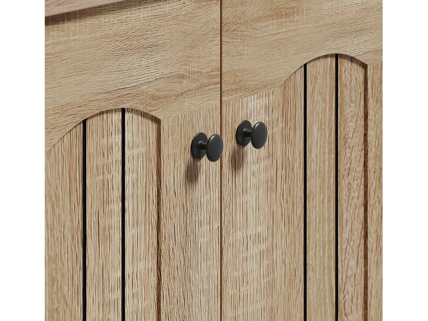 Sapateira com 2 portas - prateleiras ajustáveis - Cor: madeira e preto