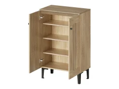 Sapateira com 2 portas - prateleiras ajustáveis - Cor: madeira e preto