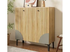 Sapateira com 3 portas - Textura vertical - Cor madeira