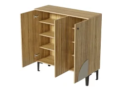 Sapateira com 3 portas - Textura vertical - Cor madeira