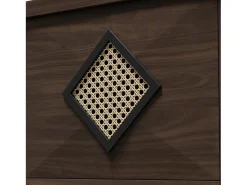 Sapateira com 3 portas basculantes, 54x25x115 cm - Estilo vintage em madeira castanha escura