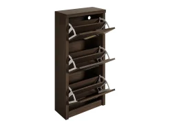 Sapateira com 3 portas basculantes, 54x25x115 cm - Estilo vintage em madeira castanha escura
