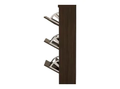 Sapateira com 3 portas basculantes, 54x25x115 cm - Estilo vintage em madeira castanha escura