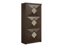 Sapateira com 3 portas basculantes, 54x25x115 cm - Estilo vintage em madeira castanha escura