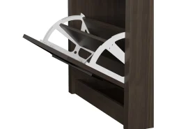 Sapateira com 3 portas basculantes, 54x25x115 cm - Estilo vintage em madeira castanha escura