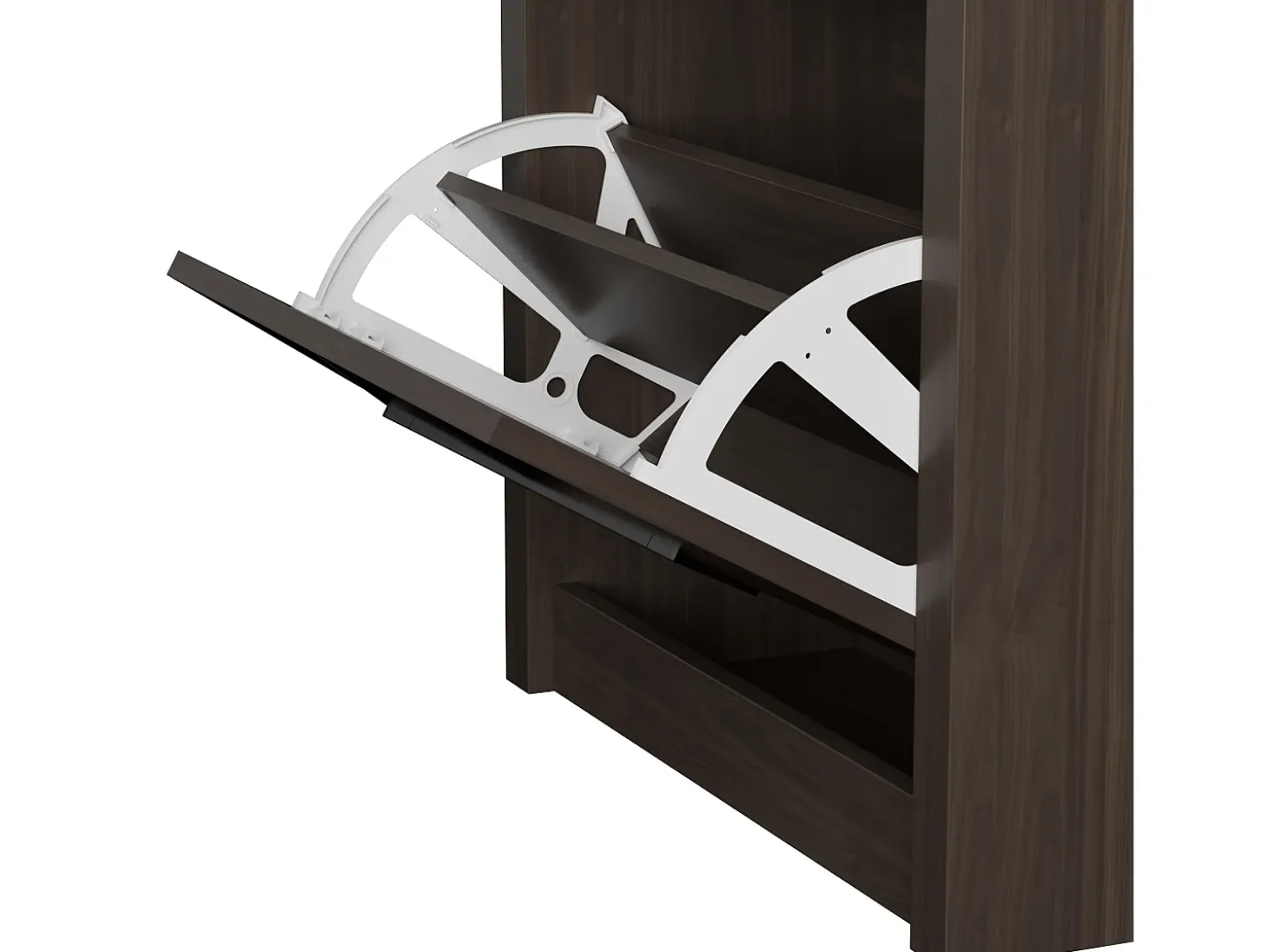 Sapateira com 3 portas basculantes, 54x25x115 cm - Estilo vintage em madeira castanha escura