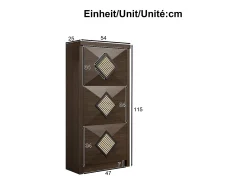 Sapateira com 3 portas basculantes, 54x25x115 cm - Estilo vintage em madeira castanha escura