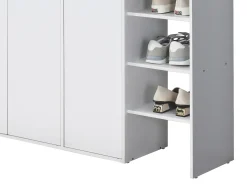 Sapateira com 3 portas e 3 nichos branco e natural claro - SKAIDO