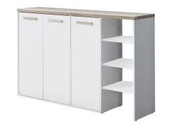 Sapateira com 3 portas e 3 nichos branco e natural claro - SKAIDO