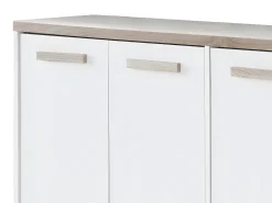 Sapateira com 3 portas e 3 nichos branco e natural claro - SKAIDO
