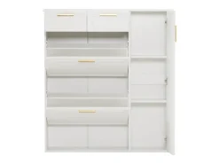 Sapateira com 3 portas e 2 gavetas - 95 x 24 x 107,5 cm - Prateleiras reguláveis - Aglomerado - Branco
