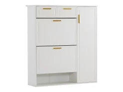 Sapateira com 3 portas e 2 gavetas - 95 x 24 x 107,5 cm - Prateleiras reguláveis - Aglomerado - Branco