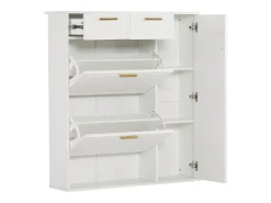 Sapateira com 3 portas e 2 gavetas - 95 x 24 x 107,5 cm - Prateleiras reguláveis - Aglomerado - Branco