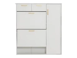 Sapateira com 3 portas e 2 gavetas - 95 x 24 x 107,5 cm - Prateleiras reguláveis - Aglomerado - Branco