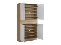 Sapateira com 4 portas e 1 gaveta branco e natural - COVIANA