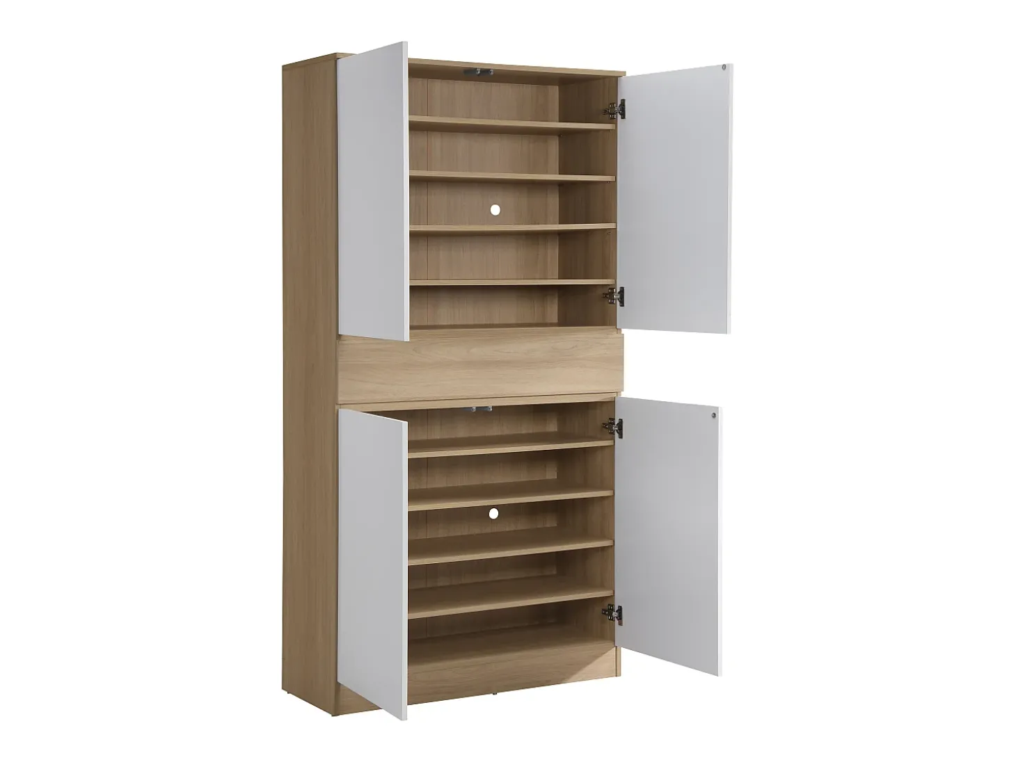 Sapateira com 4 portas e 1 gaveta branco e natural - COVIANA