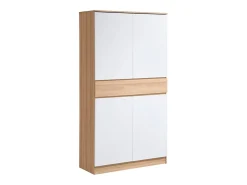 Sapateira com 4 portas e 1 gaveta branco e natural - COVIANA