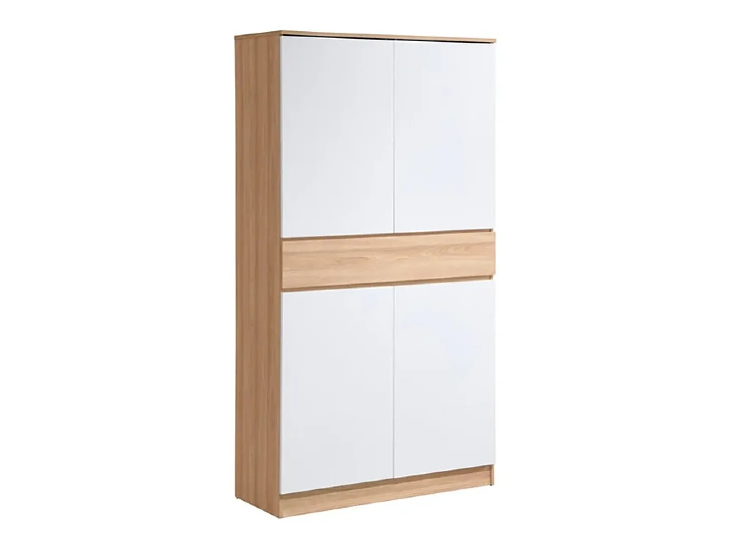 Sapateira com 4 portas e 1 gaveta branco e natural - COVIANA