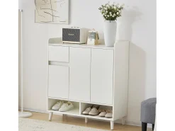 Sapateira com 3 portas e 1 gaveta - 99 x 35 x 90 cm - Prateleiras ajustáveis - Aglomerado - Branco