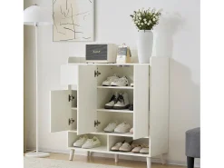 Sapateira com 3 portas e 1 gaveta - 99 x 35 x 90 cm - Prateleiras ajustáveis - Aglomerado - Branco