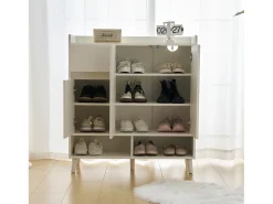 Sapateira com 3 portas e 1 gaveta - 99 x 35 x 90 cm - Prateleiras ajustáveis - Aglomerado - Branco