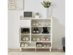 Sapateira com 3 portas e 1 gaveta - 99 x 35 x 90 cm - Prateleiras ajustáveis - Aglomerado - Branco