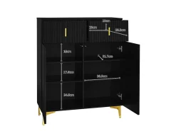 Sapateira com 2 portas e 2 gavetas - Painéis texturados - Preto