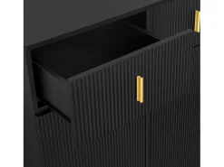 Sapateira com 2 portas e 2 gavetas - Painéis texturados - Preto