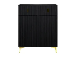 Sapateira com 2 portas e 2 gavetas - Painéis texturados - Preto