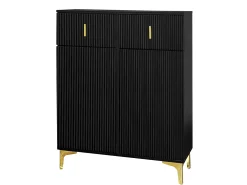 Sapateira com 2 portas e 2 gavetas - Painéis texturados - Preto