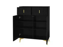 Sapateira com 2 portas e 2 gavetas - Painéis texturados - Preto