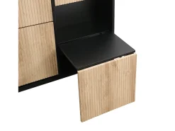 Sapateira com 3 portas e banco embutido - Preto e natural