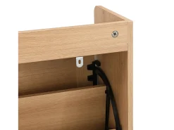 Sapateira com 4 portas em rattan - Base em metal - Cor carvalho claro