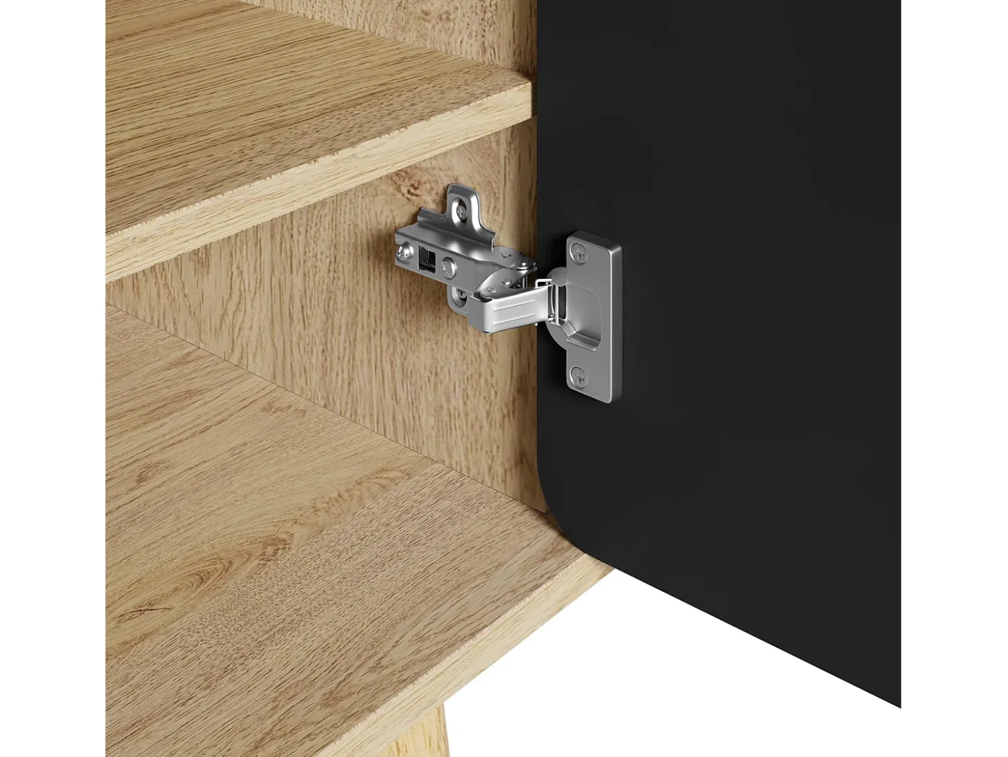 Sapateira com 2 portas redondas geométricas - Preto e bege claro