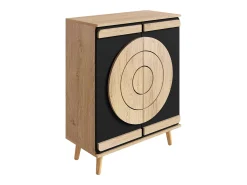 Sapateira com 2 portas redondas geométricas - Preto e bege claro