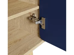 Sapateira com 2 portas redondas geométricas - Azul e bege claro