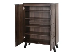 Sapateira com 5 prateleiras em madeira escura, 80 x 35,5 x 110 cm - prateleiras ajustáveis