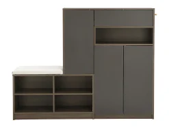 Sapateira com bancada, 3 portas e 1 gaveta - 140 x 35 x 110 cm - Aglomerado - Cinza