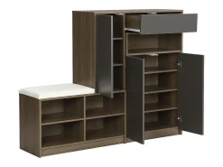Sapateira com bancada, 3 portas e 1 gaveta - 140 x 35 x 110 cm - Aglomerado - Cinza