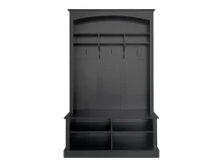 Sapateira com banco, 2 prateleiras para sapatos e cabide - 120 x 40 x 190 cm - Aglomerado - Preto