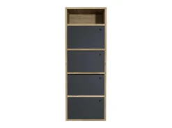 Sapateira com economia de espaço 4 portas 5 prateleiras Armário de entrada estreito em melamina de madeira cm 42x33x118, carvalho e preto - ZIK