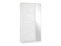 Sapateira com espelho e 5 portas - Branca 80x24x147 cm